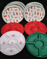 48 New Christmas Paper Plates & 8 New Festive Serving Trays
