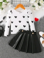 New Sz 9 yrs Girls Two Piece Set - Heart Top & Skirt