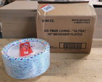 New - 300 DG TrueLiving Ultra 10" Designer Paper Plates . 3 Packs of 100 Plates