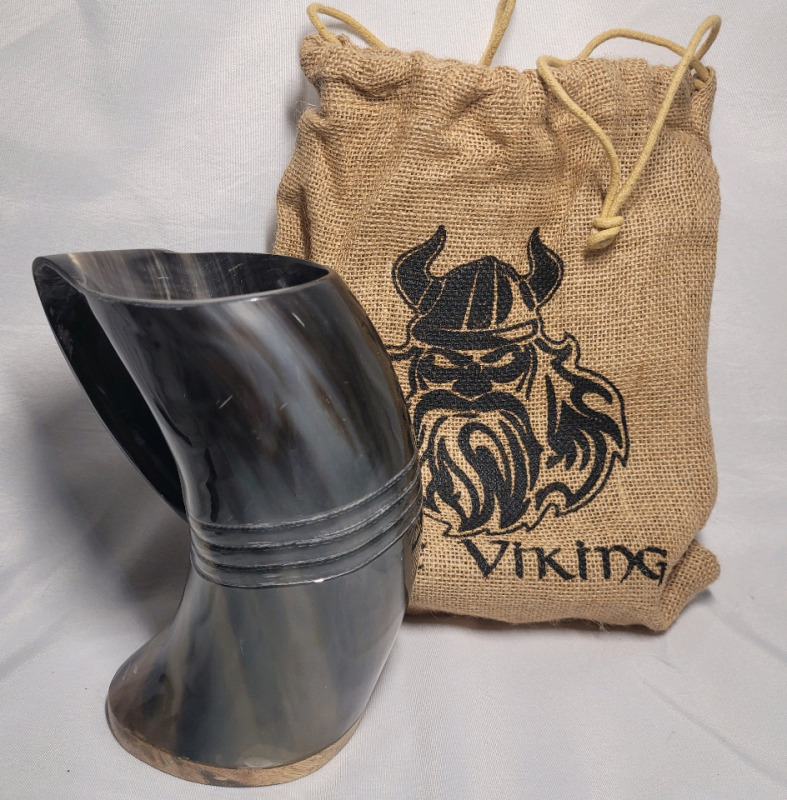 The Viking OX / Buffalo Horn Mug & Travel Bag - New