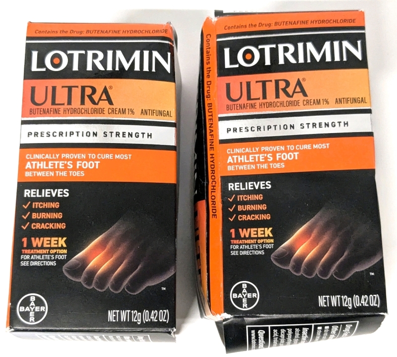 2 New LOTRIMIN Ultra Prescription Strength 1% Butenafine Hydrochloride Antifungal Cream for Athlete's Foot &bull; 12g ea, EXP Nov 2025