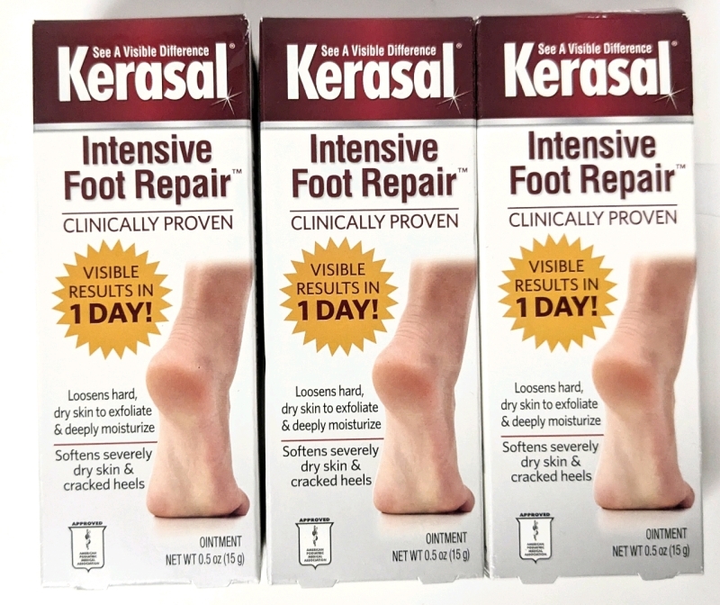 3 New KERASAL Intensive Foot Repair Ointment - Loosens Hard, Dry Skin to Exfoliate & Deeply Moisturize | 15g ea $60+ Retail Value