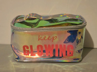 New | " Keep Glowing " Iridescent Makeup Bag | 7.5" x 4" x 4"