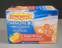 30 New Packets | 9.3g Emergen-C Immune+ 1000Mg Vitamin C Plus Vitamin D & Zinc