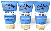 3 New GOLD BOND Therapeutic Foot Cream for Dry to Extra Dry Feet / Jojoba & Peppermint Oil - 113g ea