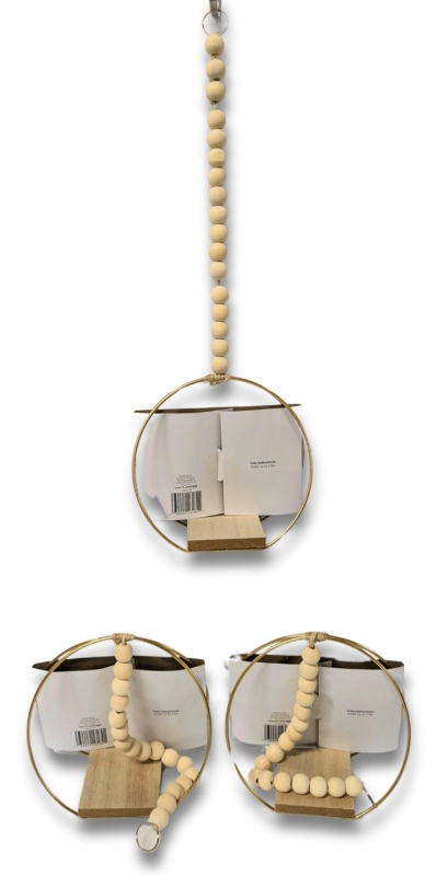 3 New Wood & Metal Beaded Hanging Wall Shelf | Holds Up to 2lbs - Shelf 3" x 3.5", 19.75" Long incl Bead Line