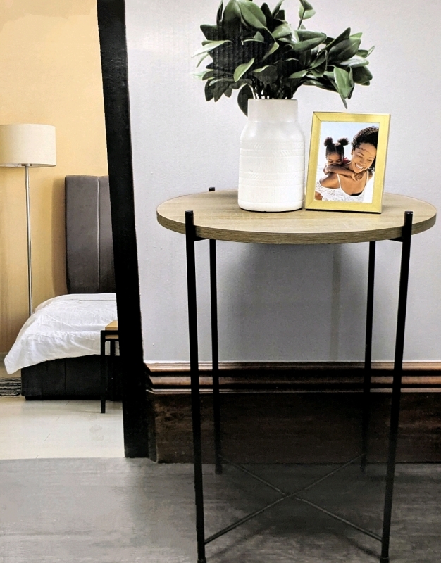 New BellaVilla Living Wood & Metal Accent Table - 15.75" x 15.75" x 20"