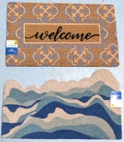 2 New Coir Doormats with Vinyl Backing : Welcome & Waves - 18" x 30" ea