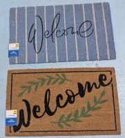 2 New Coir Welcome Doormats with Vinyl Backing - 18" x 30" ea
