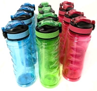 12 New Colourful FlipTop 835ml Water Bottles with Built-In Straws