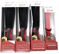 3 New KISS Glide & Define Detangler 9-Row Non-Slip Hairbrushes & Detangling Brush for Wet or Dry Hair