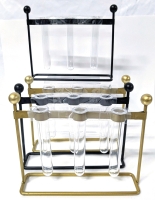 4 New Metal & Plastic Test Tube-Style Bud Vases (Also Great for Propagating Plants!) 8" x 2" x 6.5"