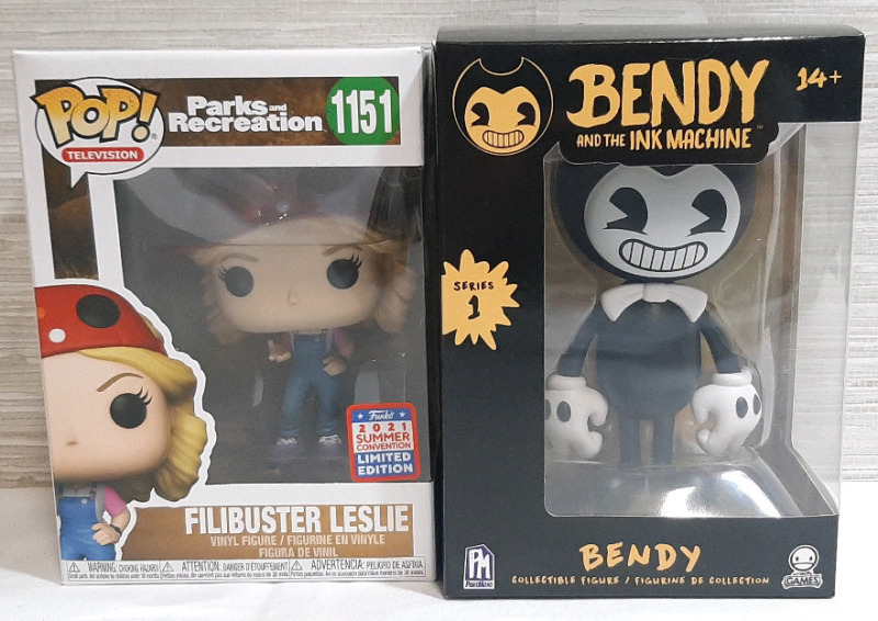2 New Vinyl Figurines, Including A "Filibuster Leslie" Parks & Recreation Funko Pop & Bendy and The Ink Machine "Bendy" PhatMojo Series 1 Figure