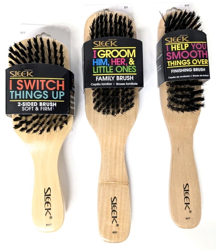 3 New SLEEK Brushes : #517 2-Sided Brush (Soft & Firm), #321 Boar Blend Family Brush & #577 Boat Blend Finishing Brush | Up to 9" Long