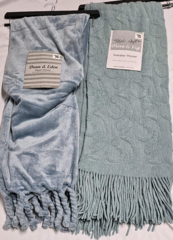 2 New Throws- Sweater & Plush Throws 50 by 60"