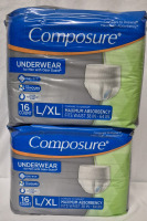 32 New sz L/XL Men's Composure Absorbent Underwear