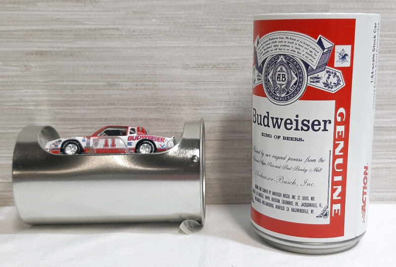 1985 Darrel Waltrip #11 Budweiser Nascar Diecast Model Car in Replica Budweiser Can