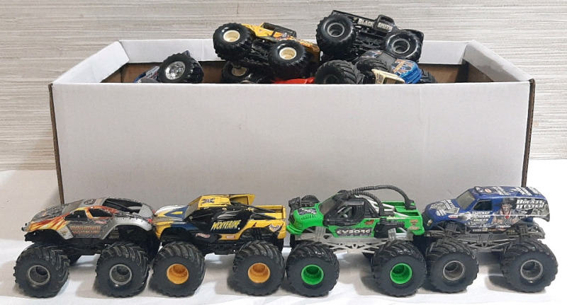 22 Various Different Die Cast Miniature Monster Trucks, Unknown Manufacturer