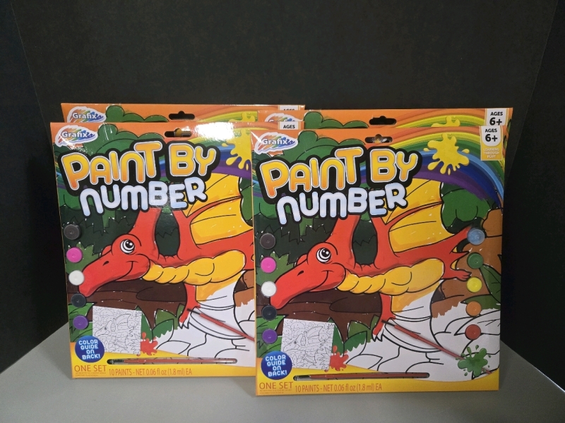 4 New | Grafix Paint By Number: Pterodactyl Themed Ages 6+