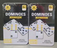 2 New | Dominoes Family Classics Game | Color Dot, Double 6 | For Ages 6+ ( 28 Domino's Per Tin )