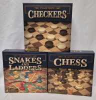 3 New Traditions Board Games Chess, Snakes & Ladders, and Checkers
