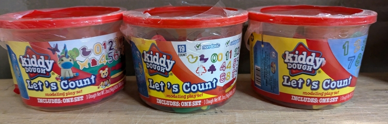 3 New Kiddy Dough Let's Count Modeling Play Sets.