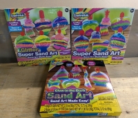3 New Creative Kids Super Sand Art Kits. Includes 1 Regular, 1 Glitter, and 1 Glow in the Dark.