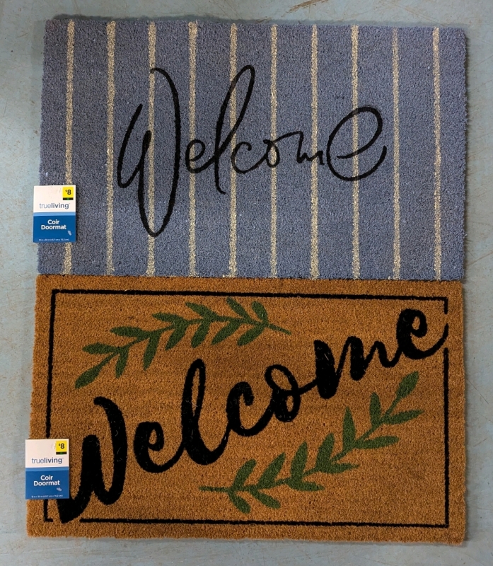 2 New True Living Welcome Mats. 18" by 30".