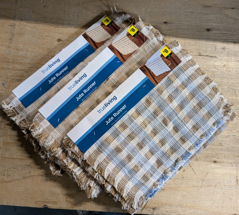 3 New Trueliving Jute Table Runners. 13" by 70" each.