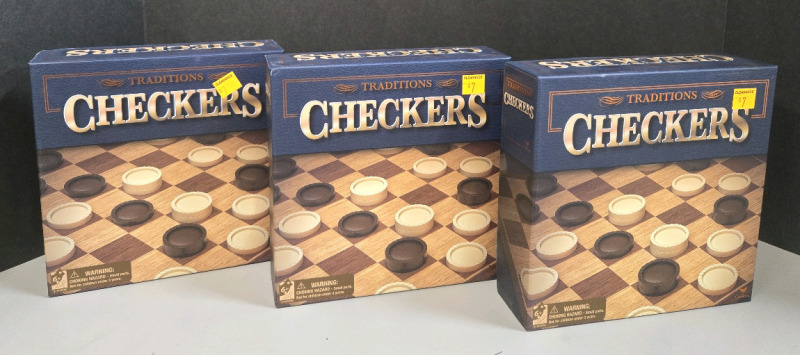 3 New | Traditions Checkers Board Games | Ages 6+
