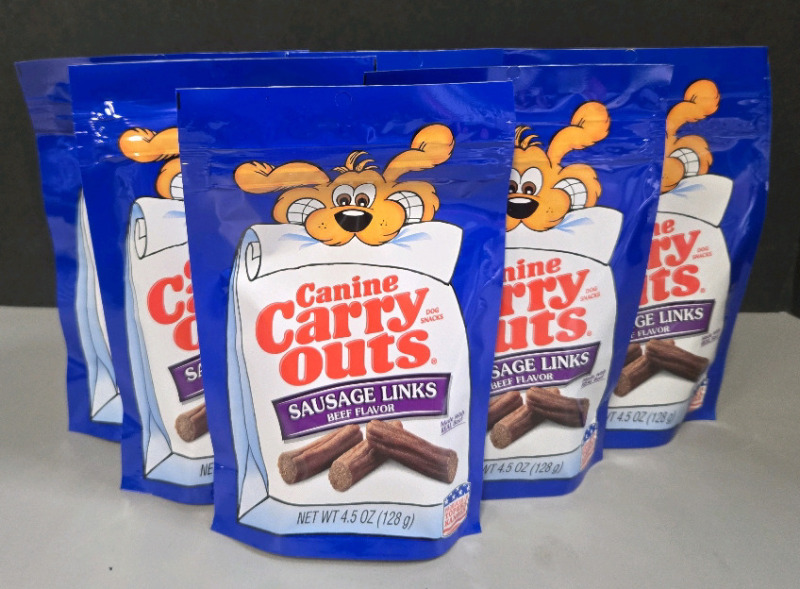 6 Packs New | Canine Carry Outs Sausage Links Beef Flavor 128g Packs