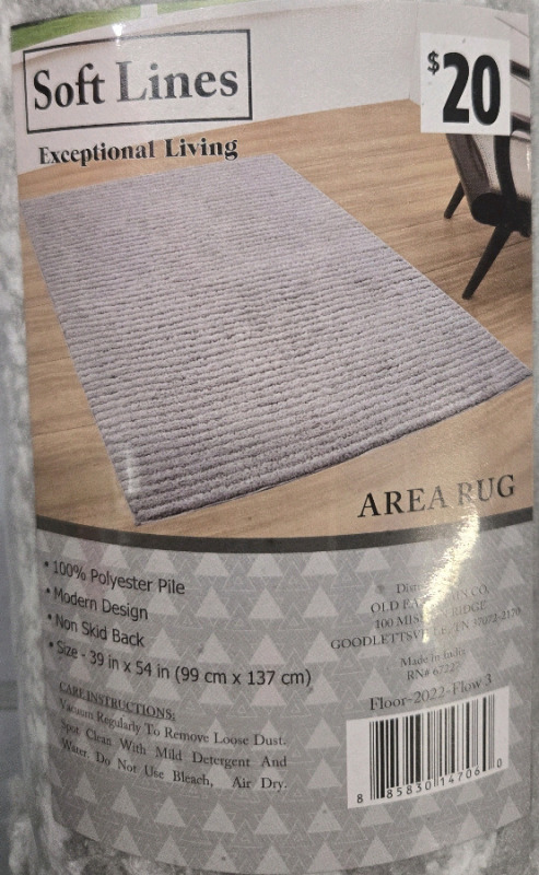 New | Soft Lines Modern Design Area Rug W / Non Slip Back 39" x 54"