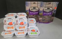 17Pcs New | ( 15 ) Pruina Beneful: Chicken & Bacon Flavor Wet Food & ( 2 ) Packs HeartLand Farms Duck Sausage Recipe