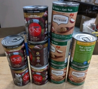 10 New Cans of Dog Food. 5 Purina One True Instinct (368g) and 5 Rachael Ray Nutrish. (368g)