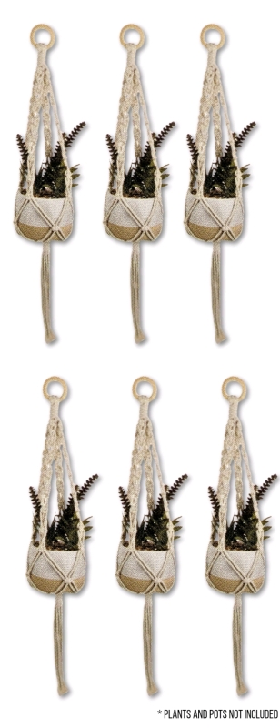 6 New Macram&eacute; Plant Hangers - 29.53" Long ea (Plants and Pot Not Included)