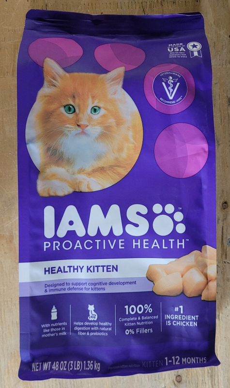 New - 3lb Bag IAMS Proactive Health Healthy Kitten Chicken Flavor Dry Cat Food , 1-12 Months . Best Before Date- October 17 2025