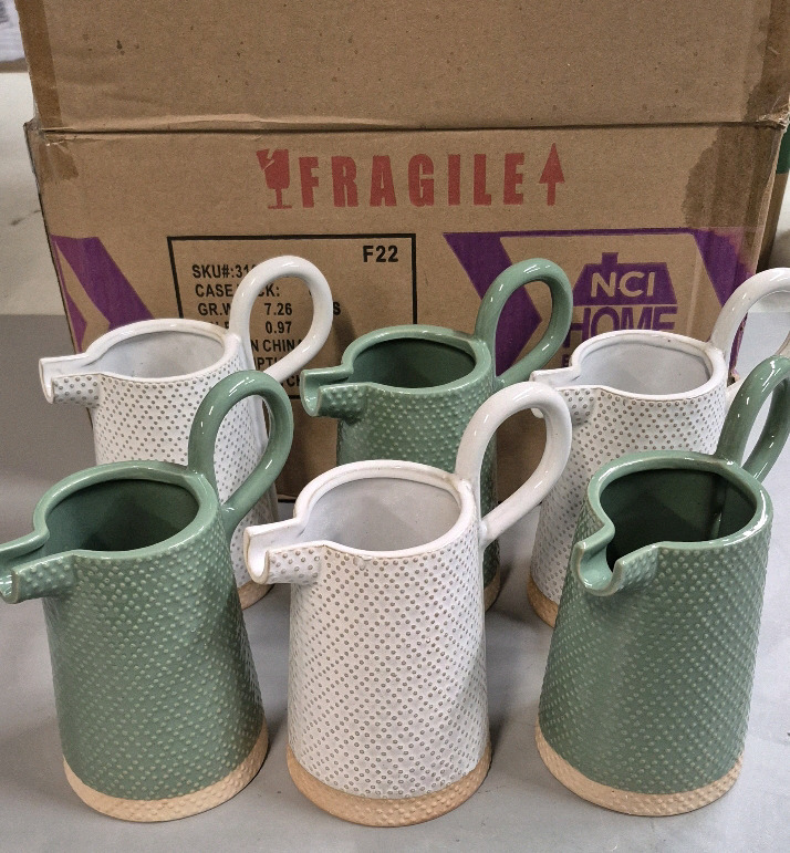 6 New Stoneware Pitchers 5.5" Tall