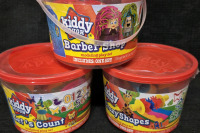 3 New Kiddy Dough Kid's Playsets Numbers, Shapes & Barber Shop