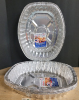 New - 5 (five) Gaint Aluminum Oval Rack Roaster Pans . Each Pan measures 16"&times;13"&times;3"
