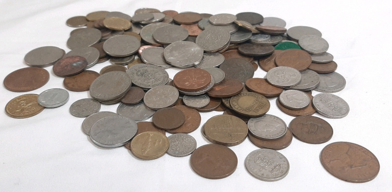 2+lbs World Coin & Token Lot, Including Coins From Slovania, France, Italy & More