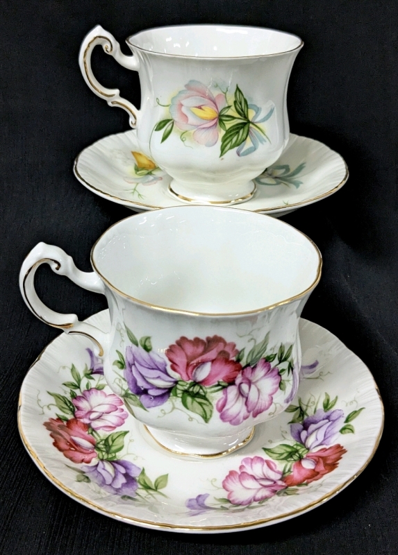 2 PARAGON Tea Cups & Saucers incl Wedding Bouquets : Sweet Pea
