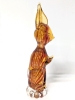 Astounding Murano-Style Handblown Red-Striped Amber Art Glass Rabbit with Gold Foil Inner Core on Clear Base 9.25" Tall - 2