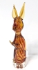 Astounding Murano-Style Handblown Red-Striped Amber Art Glass Rabbit with Gold Foil Inner Core on Clear Base 9.25" Tall - 4