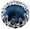 Gorgeous Large Chunky Hand Blown Glass Bowl with Clear X Lattice Top and Sea Blue Glass Bottom - 7.75" Tall - 3