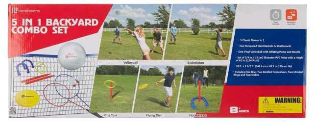 New | MD Sports 5-In-1 Backyard Games Combo Set | Volleyball, Ring Toss Badminton & More!