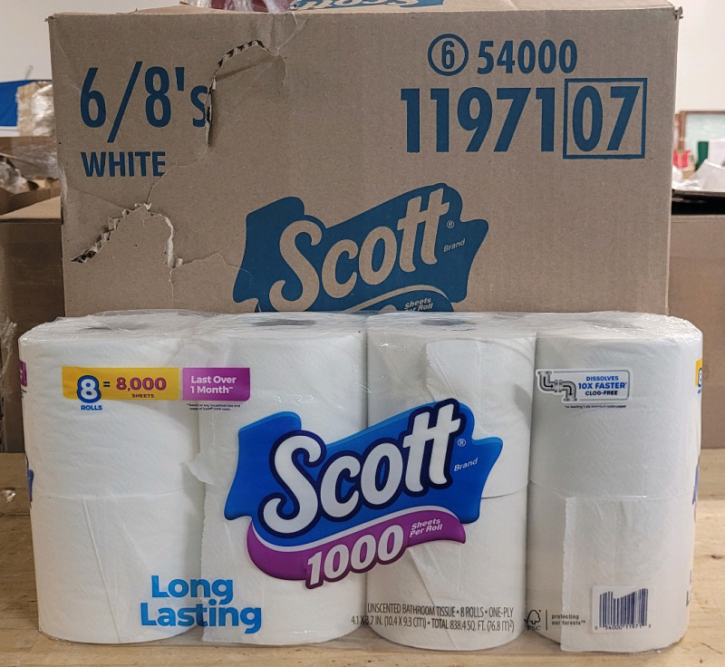 New - 48 Rolls Scott Bathroom Tissue . 6 Packs of 8 Rolls