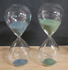 New - Four (4) TrueLiving Home Decor Glass Sand Timers w/ White , Green & Blue Sand - 3
