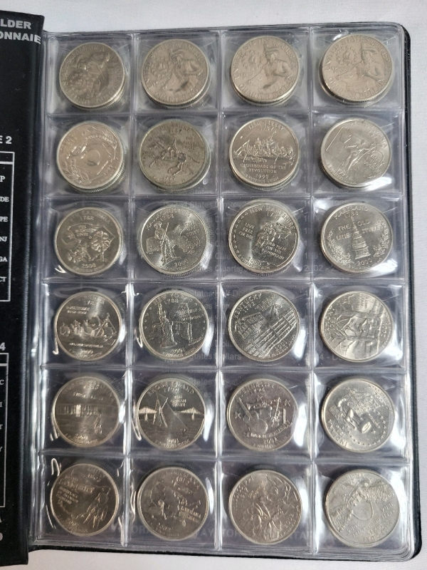 1976 - 2013 USA 25 Cent Quarters . 57 Quarters in Coin Folder