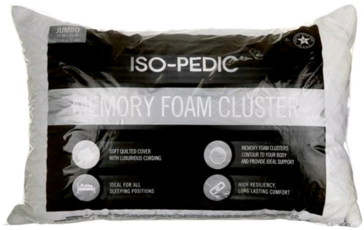 New | Iso-Pedic Memory Foam Cluster Jumbo Pillow | 20" x 28"