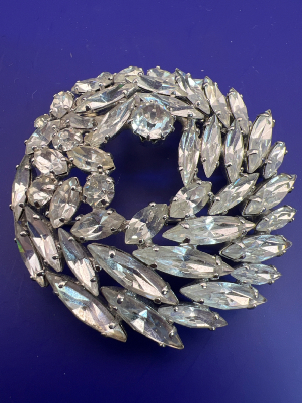 Sherman signed Diamanté Rhinestone Tiered Brooch